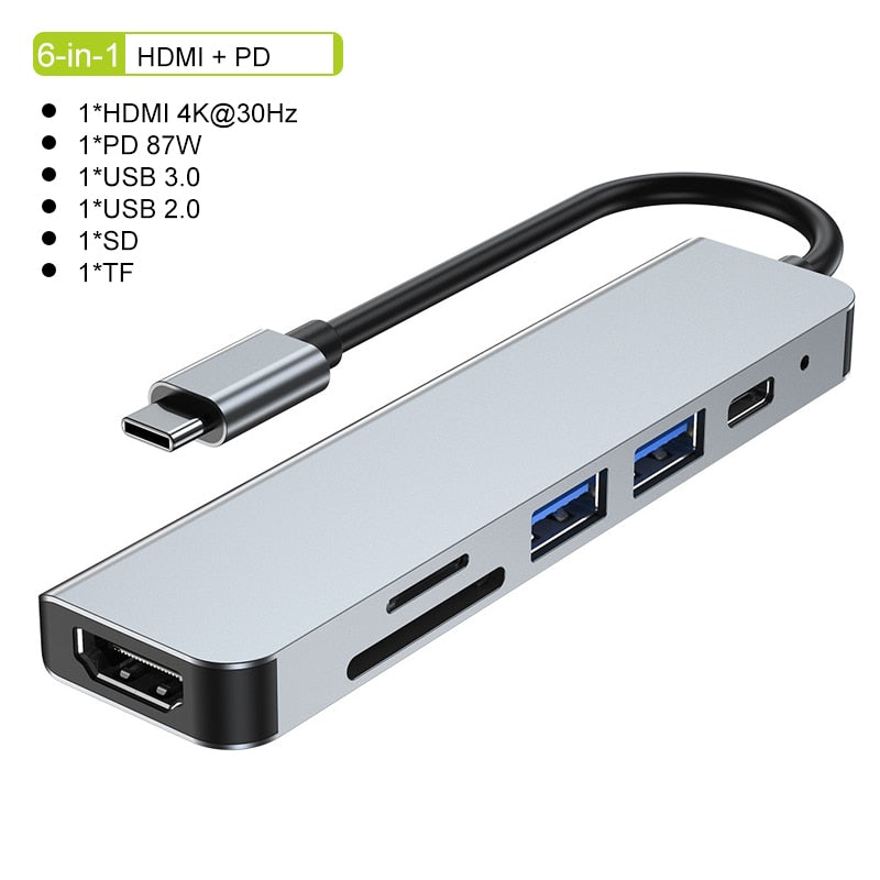 USB C HUB Type C Splitter To HDMI 4K Thunderbolt 3 Docking Station Laptop Adapter With PD SD TF RJ45 For Macbook Air M1 iPad Pro