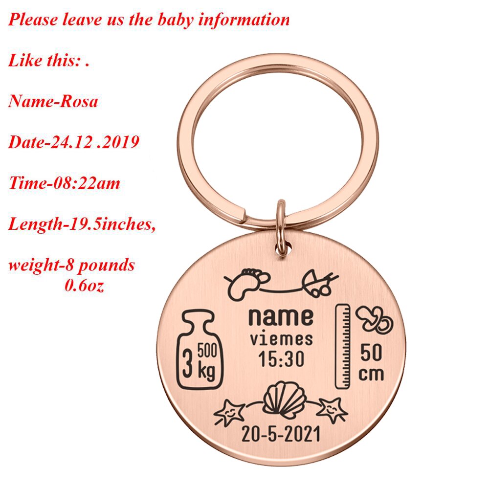 New Born Baby State Keychain Personalized Gift for New First Father Mother Day Gift Baby Name Date Weight Time Height Key Rings