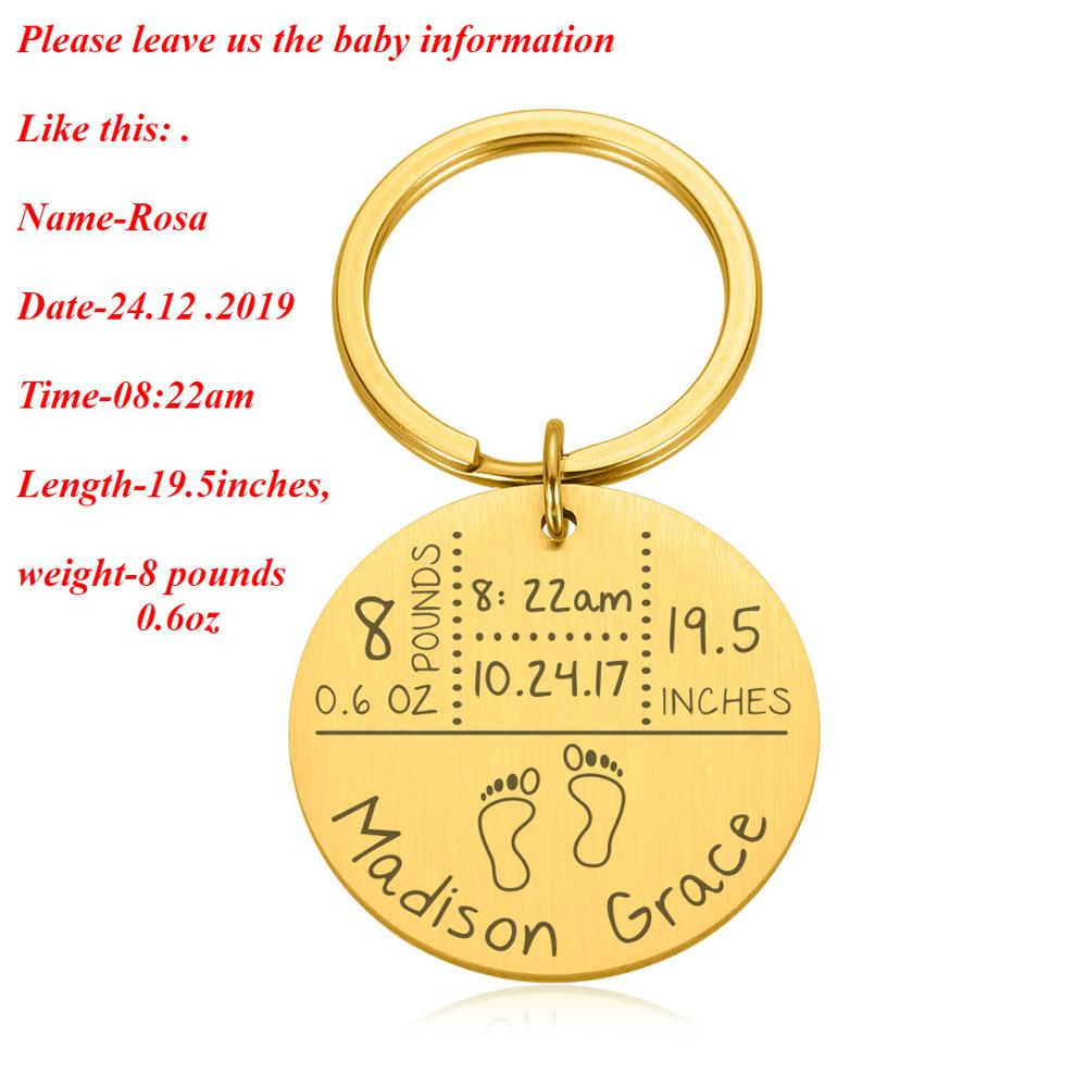 New Born Baby State Keychain Personalized Gift for New First Father Mother Day Gift Baby Name Date Weight Time Height Key Rings