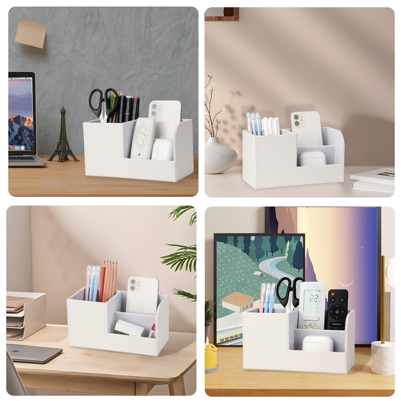 Multi-Functional Stationery Pencil Holder Office Accessories Desk Organizer Wooden Pen Stand Small Storage Box Card Organizer