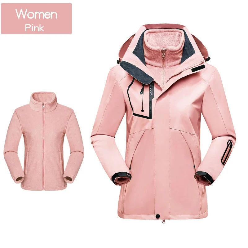 Skiing Jackets 3 In 1 Men Women Winter Warm Ski Hooded Jacket Windproof