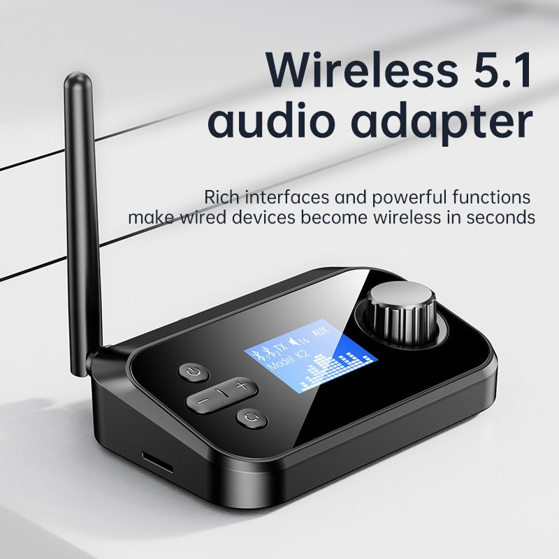 New 6 in 1 Long Range Bluetooth 5.1 Audio Transmitter Receiver RCA 3.5mm AUX Stereo Wireless Adapter For PC TV Headphones