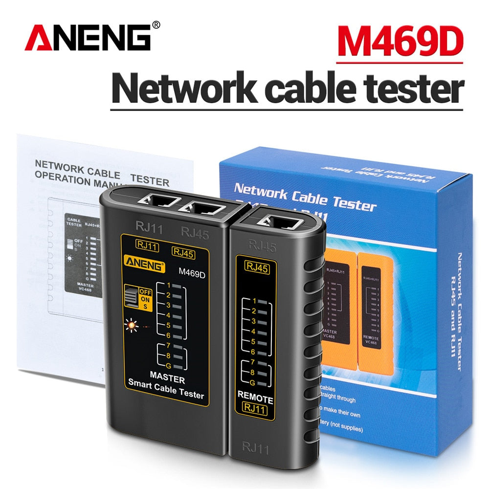 ANENG M469D Cable Lan Tester Network Cable Tester RJ45 RJ11 RJ12 CAT5 UTP LAN Cable Tester Networking Tool Network Repair