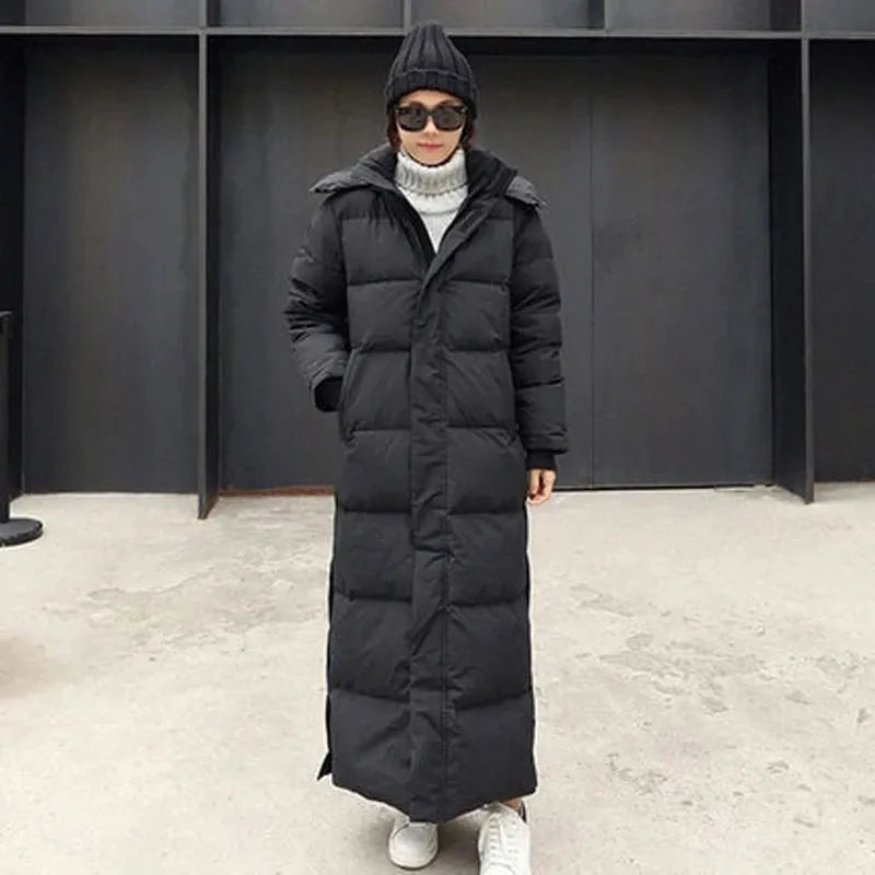 Long Women's Down Parka Female Coat Loose Hooded Long Cotton Winter Jacket Women Clothes Warm Oversized Outerwear New Fashion H