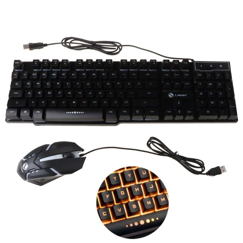 GTX300 USB Wired 104 Keys RGB Backlight Ergonomic Gaming Mouse Keyboard Combos Set Computer PC Replacement Accessories