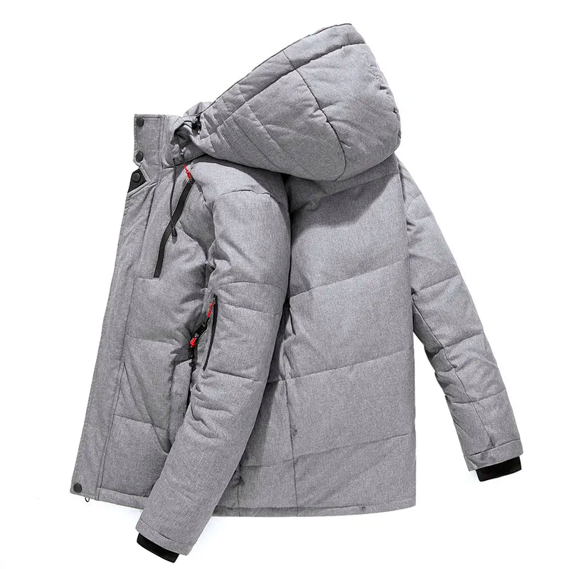 Mens White Duck Down Jacket Warm Hooded Thick Puffer Jacket