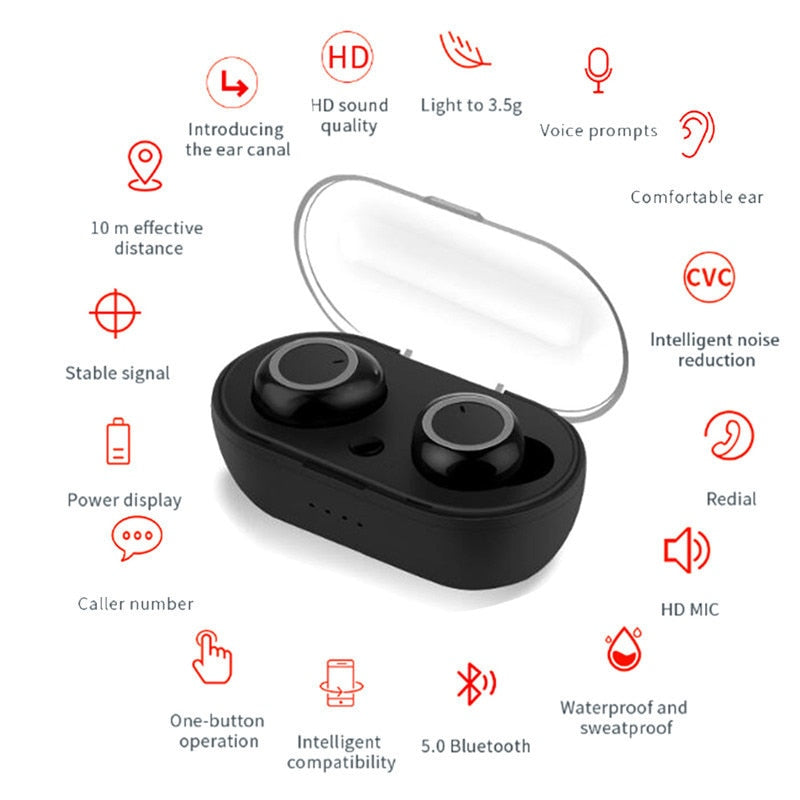 New Y50 TWS Wireless Earphone Bluetooth High quality Sound Earphone Touch 3D stereo sports earphone suitable for smart phones