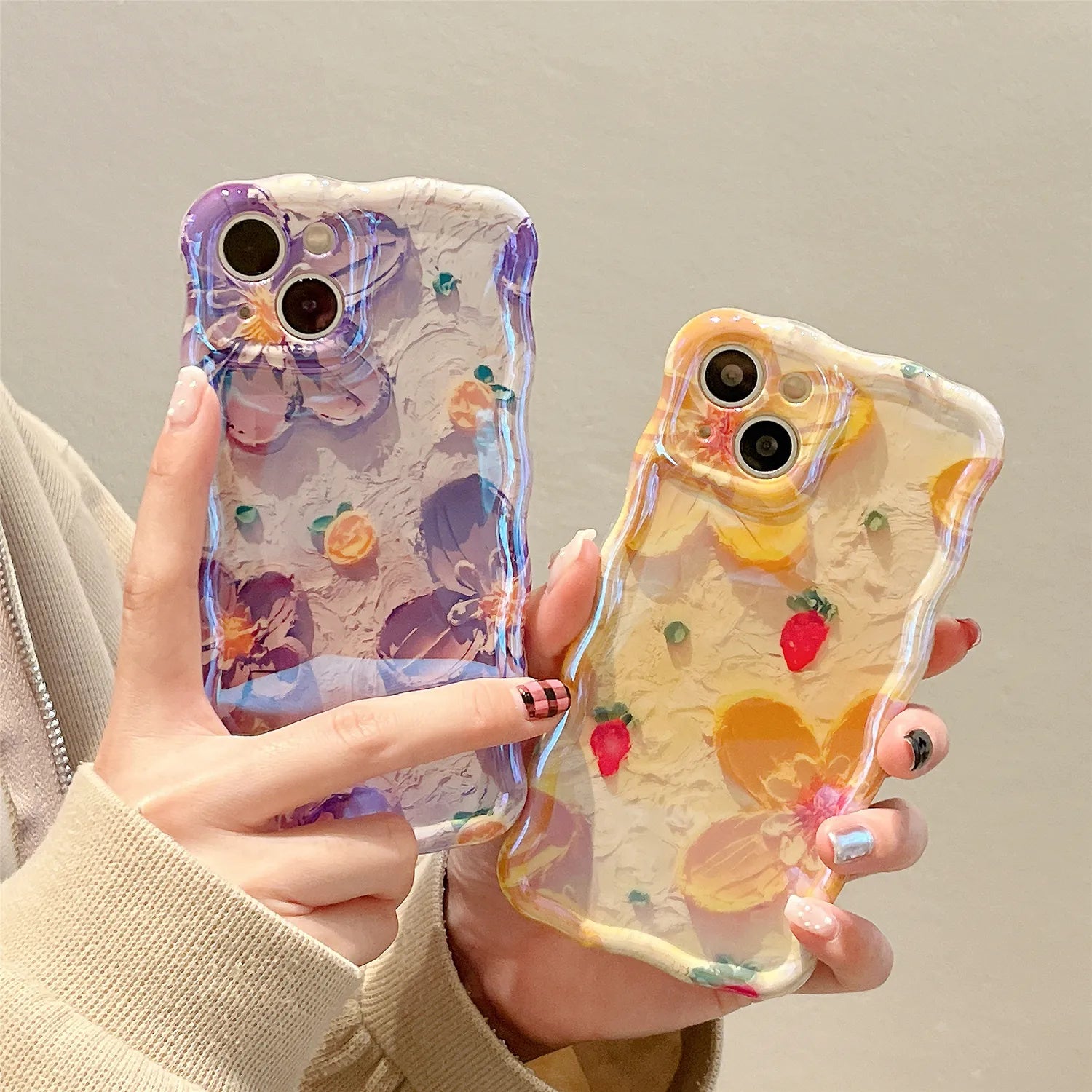 Luxury purple Flowers Laser Glitter iPhone Case For iPhone 14 Pro Max 13 12 11 14 Plus Fashion Soft Silicone Shockproof Cover