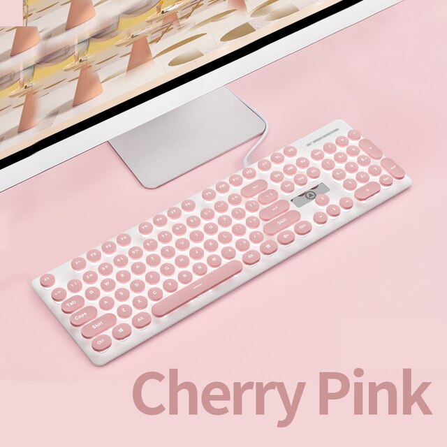 V8 Punk Mechanical Touch wired pink green Keyboard and Mouse Set Glow Game Computer Accessories Wholesale