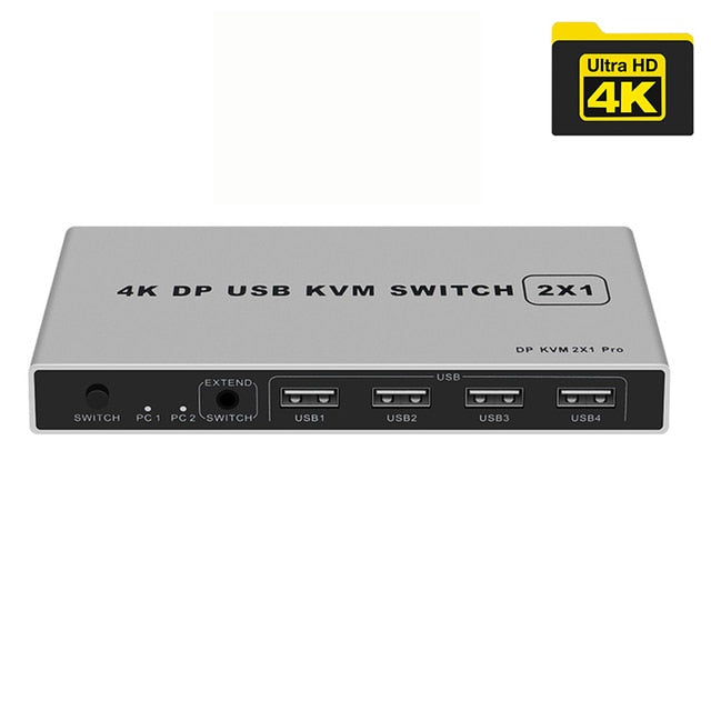 8K Dual-port DP USB KVM 2x1 Displayport KVM Switch 2 in 1 out 4K 60Hz 2-Port DP 1.4 USB KVM Switch Support Mouse Keyboad Printer