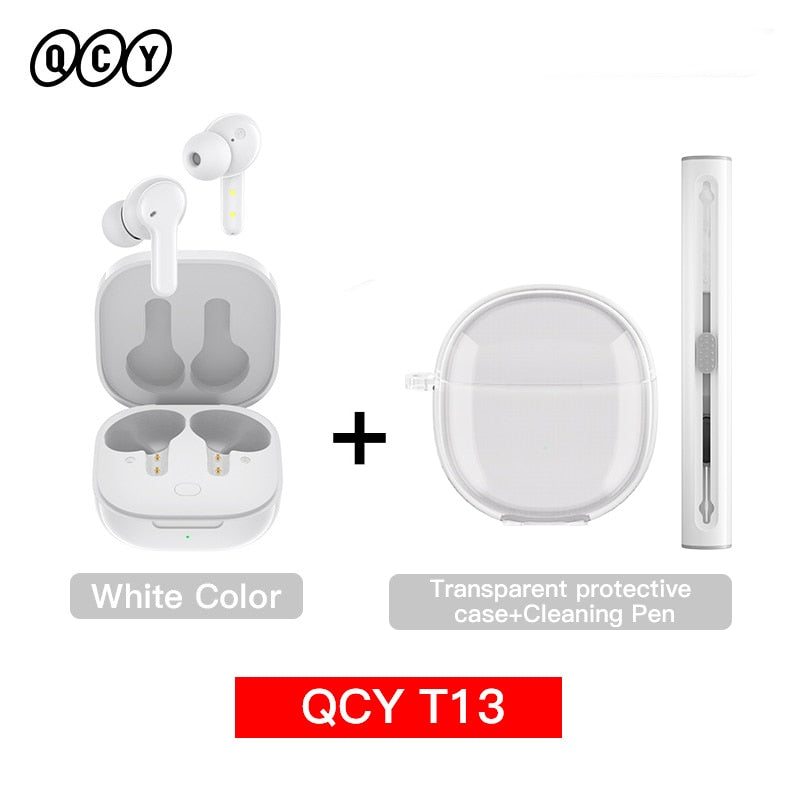 QCY T13 Bluetooth Headphone V5.1 Wireless TWS Earphone Touch Control Earbuds 4 Microphones ENC HD Call Headset Customizing APP