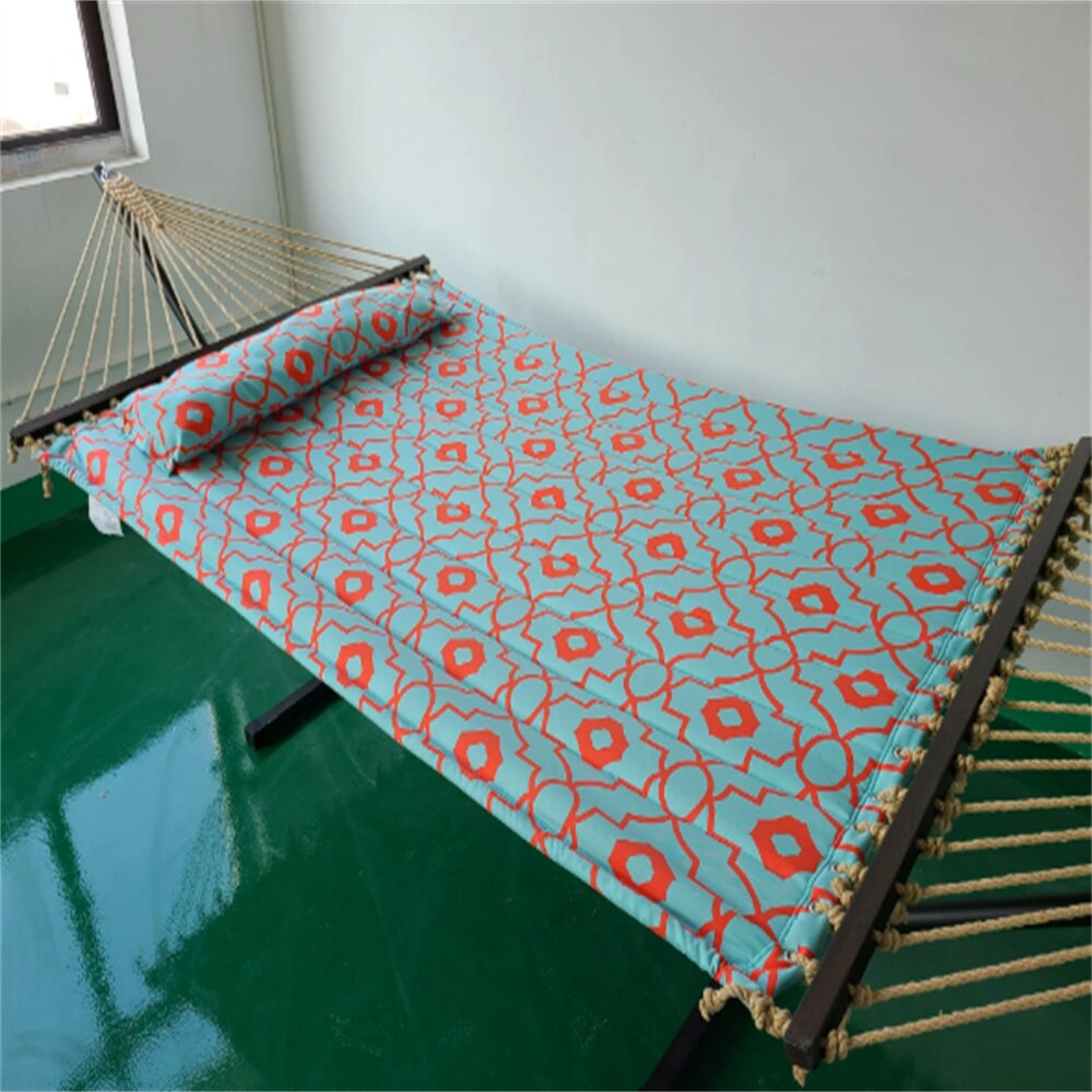 2 person hammock, coral and spa blue, product assembly size 145.65 feet long x 55 feet wide