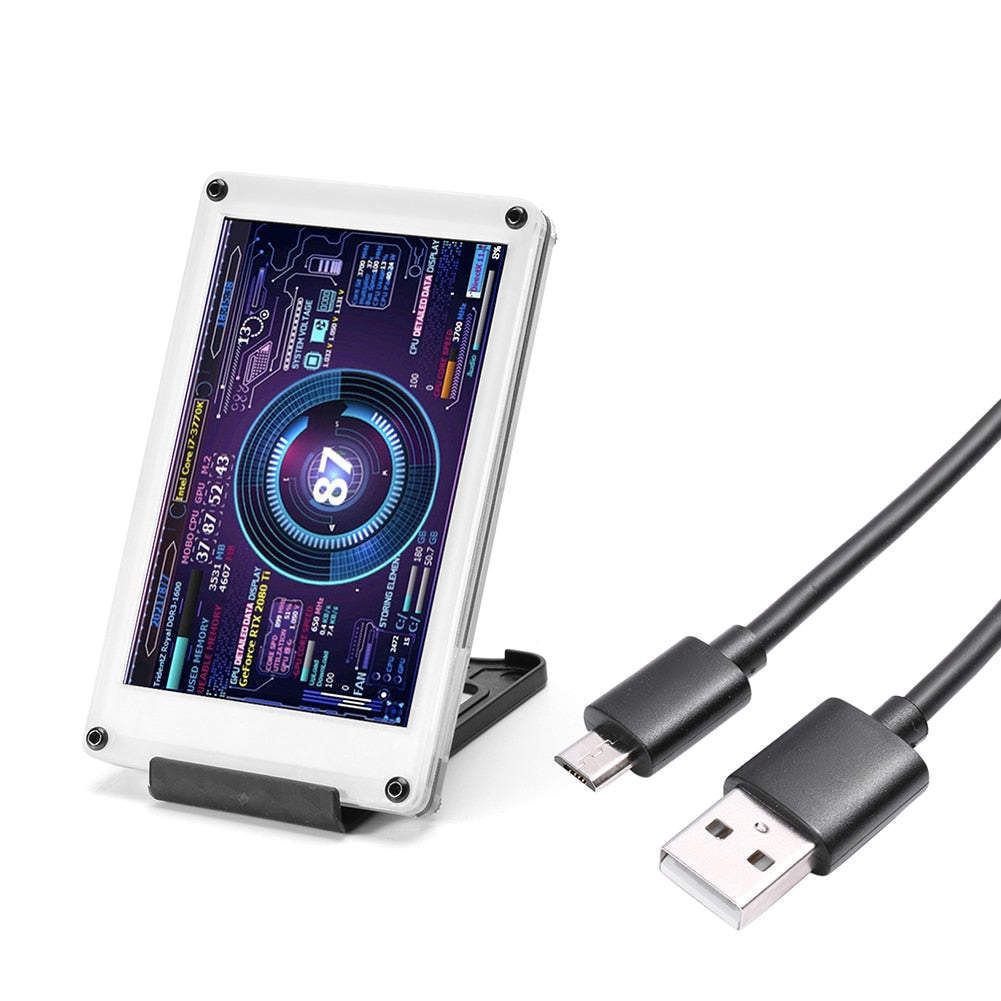 Dual USB Computer Monitor 3.5 Inch IPS DIY Acrylic PC Display Secondary Screen Freely AIDA64 for Windows Linux for Raspberry Pi