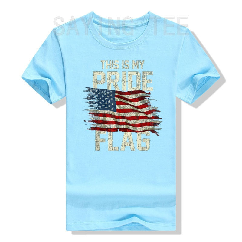 This Is My Pride Flag USA American 4th of July Patriotic T-Shirt Women's Men's Fashion Memorial Independence Day Clothes Gifts