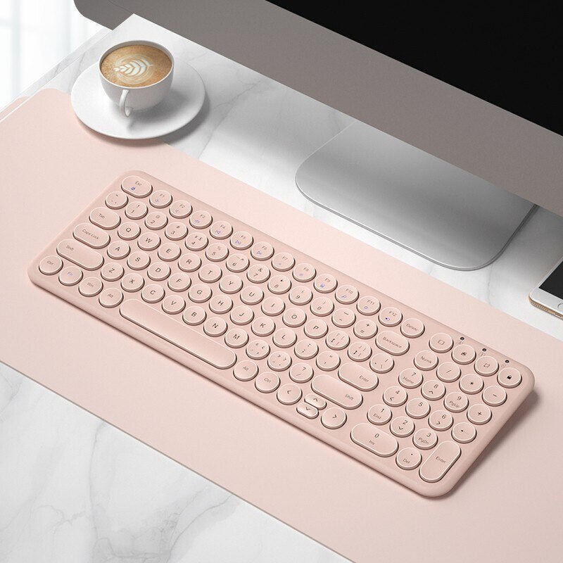 2.4G Wireless Silent Keyboard Ergonomic Mouse Round Keycap Keyboard Gaming Mouse for Macbook Pro Laptop Computer Accessories