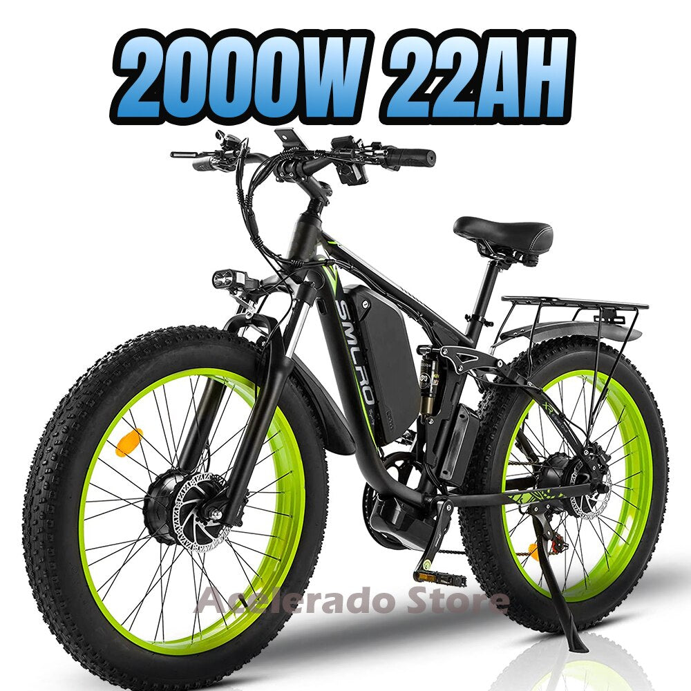 2000W Dual Motor 26" Fat Tire Electric Bicycle Mountain EBike with Removable 48V 22Ah Battery Long Range Electric Bike for Adult