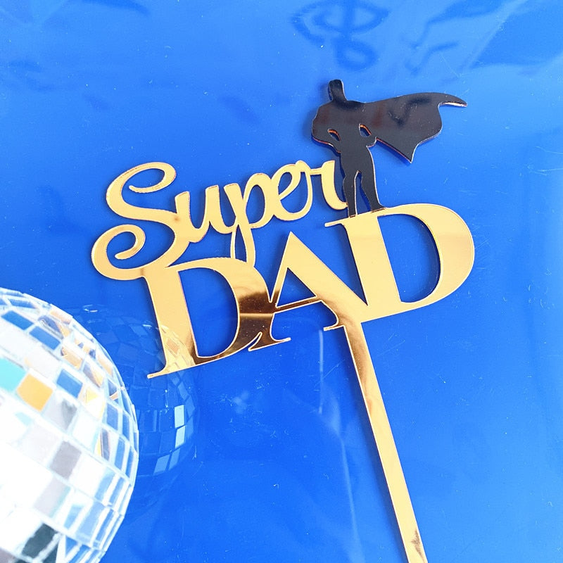 Gold BEST Dad Father&#39;s Day Party Cake Toppers Black Acrylic Daddy Birthday Cake Topper for Father Birthday Party Cake Decoration