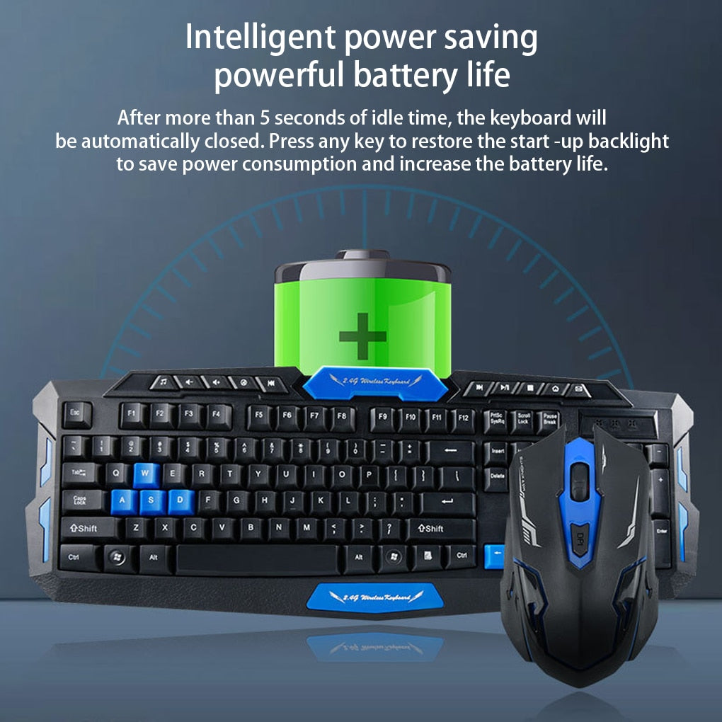 Gaming Keyboard Mouse Set 2.4G Laptop PC Waterproof Wireless Keypad Home Office Computer Accessory Work Clicking