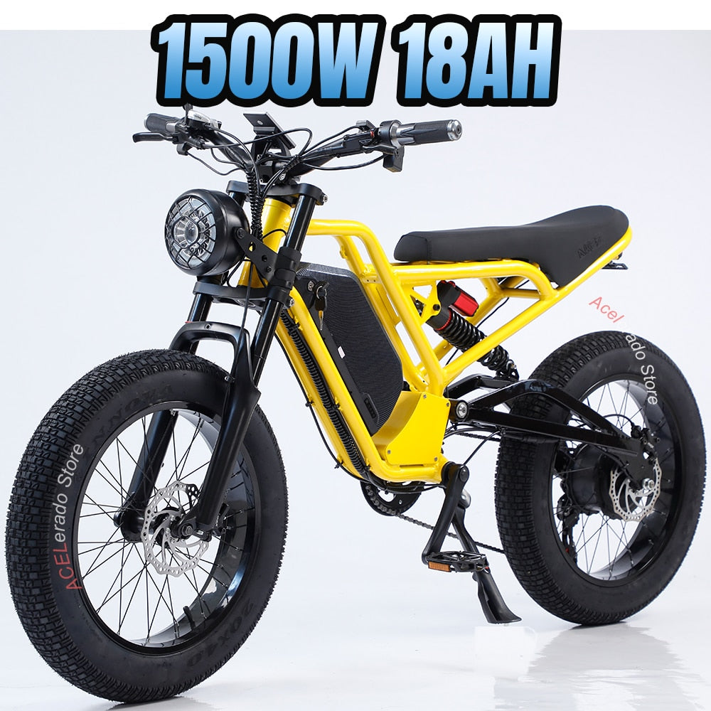 1500W Electric Bike Adults 48V 18Ah Lithium Battery EBike with Full Suspension 20"*4.0" All-Terrain Fat Tire Electric Bicycles