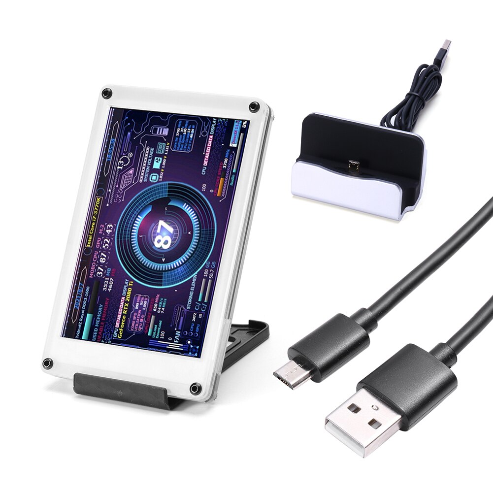 Dual USB Computer Monitor 3.5 Inch IPS DIY Acrylic PC Display Secondary Screen Freely AIDA64 for Windows Linux for Raspberry Pi