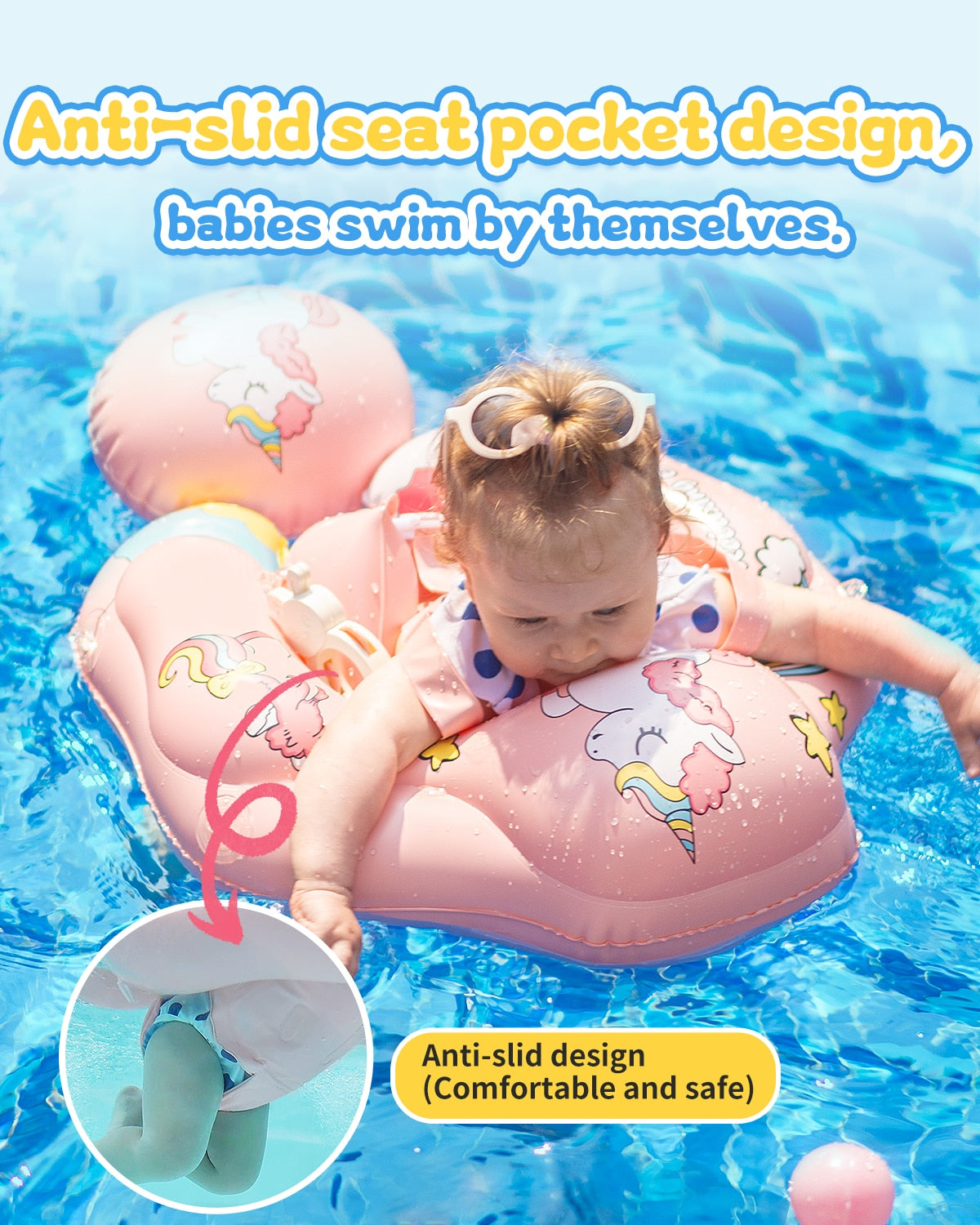 Baby Swimming Float Inflatable Dropshipping Baby Float with Canopy Infant Floating Ring Swimming Chest Floater Float Trainer