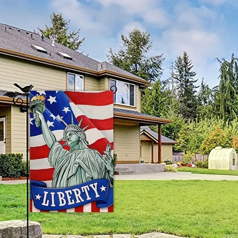 1pc Artofy Statue of Liberty Small Decorative Garden Flag, Stars Stripes America USA Memorial Day Yard Outside