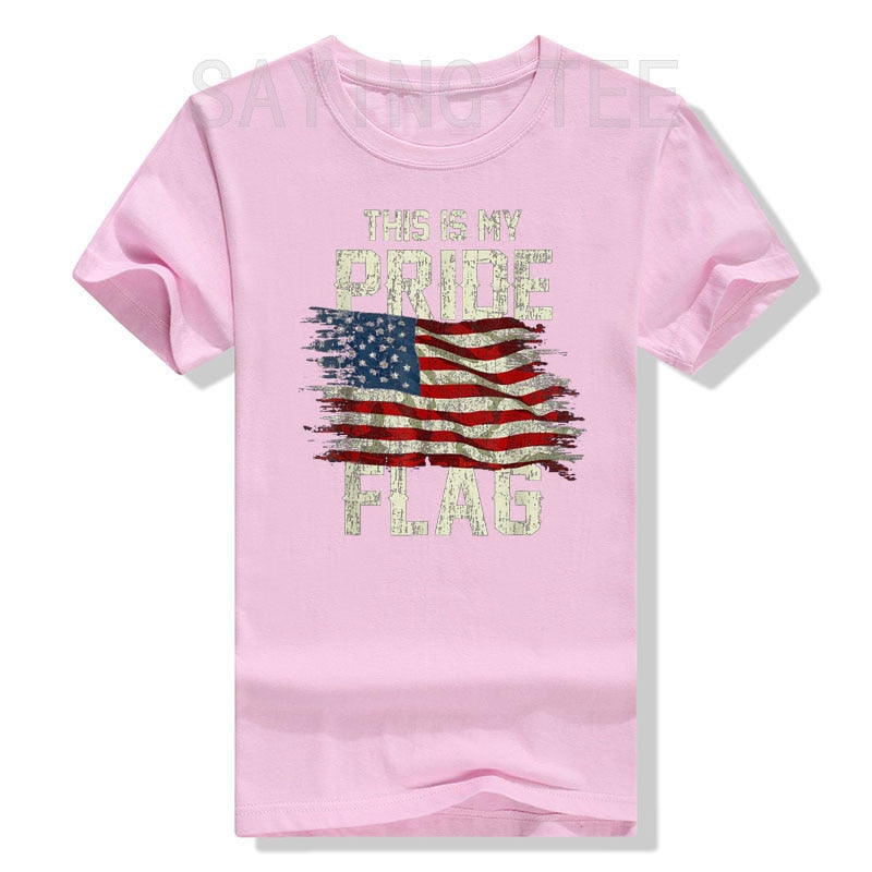 This Is My Pride Flag USA American 4th of July Patriotic T-Shirt Women's Men's Fashion Memorial Independence Day Clothes Gifts