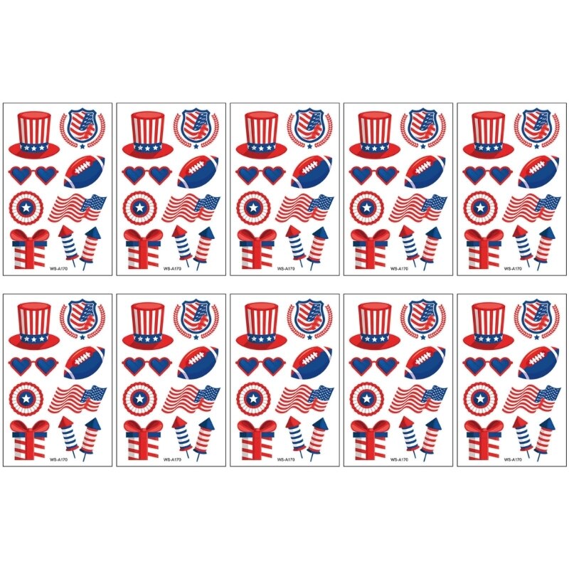 Independence Day Body Art-Stickers USA Flag, Memorial Day for Julycostume Fourth of July Decorations Tattoos