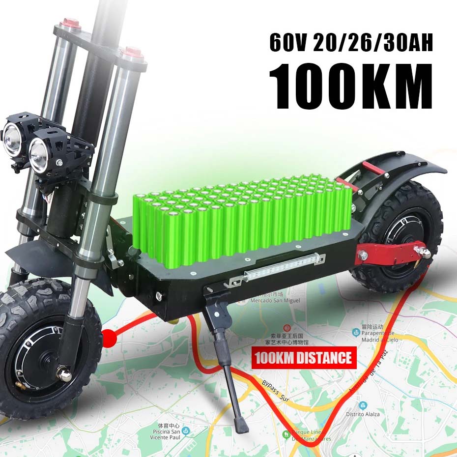 85KM/H Fast Electric Scooter Adults 60V 5600W Dual Motor Electric Scooter with 26AH E Scooter Lithium Battery Seat EU USA Stock