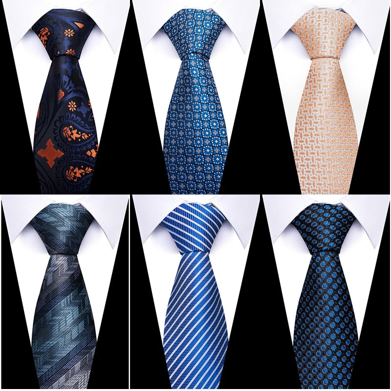 8 cm Tie Men Gravatas Classic Many Color Newest design Silk Necktie Shirt Accessories Striped Sky Blue Man&#39;s Office