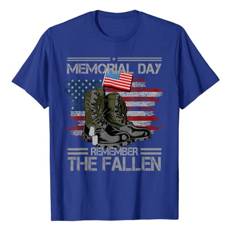 Memorial Day Remember The Fallen Veteran Military Vintage T-Shirt Men's Fashion Usa American Proud Tee 4th of July Patriotic Top