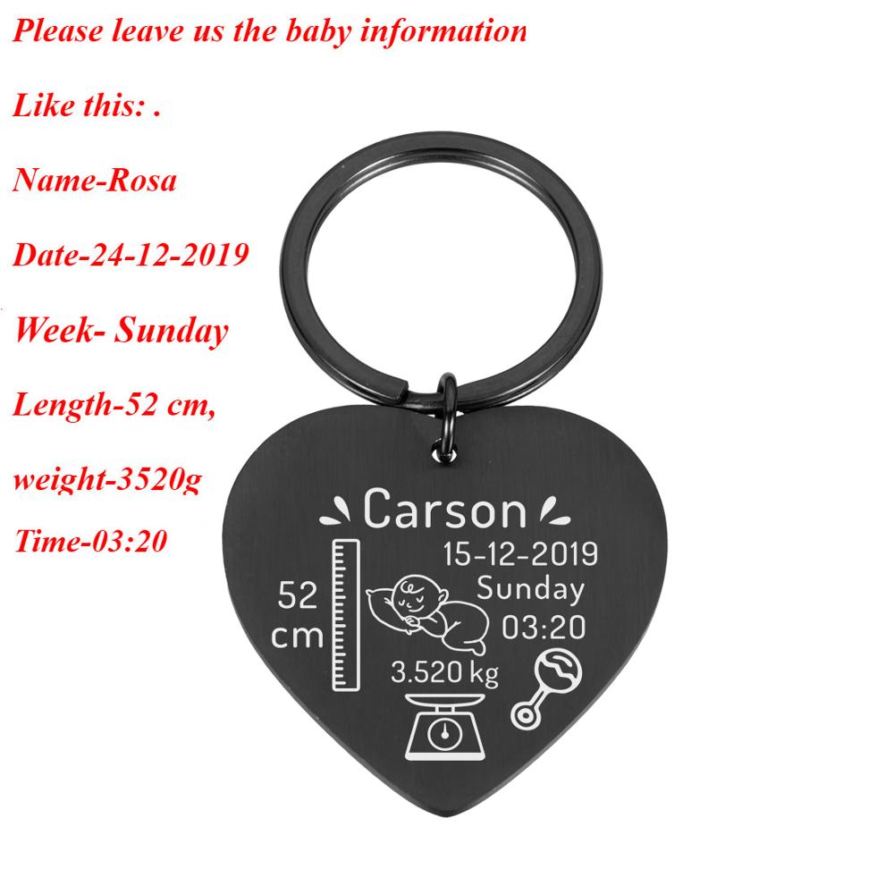 New Born Baby State Keychain Personalized Gift for New First Father Mother Day Gift Baby Name Date Weight Time Height Key Rings