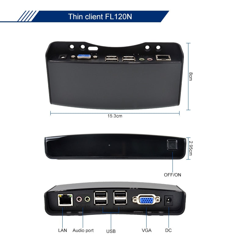 Free shipping Linux Thin Client network terminal Cloud computer Mini PC Station FL120N All Winner A10 256M RAM Linux 3.0 RDP 7.0