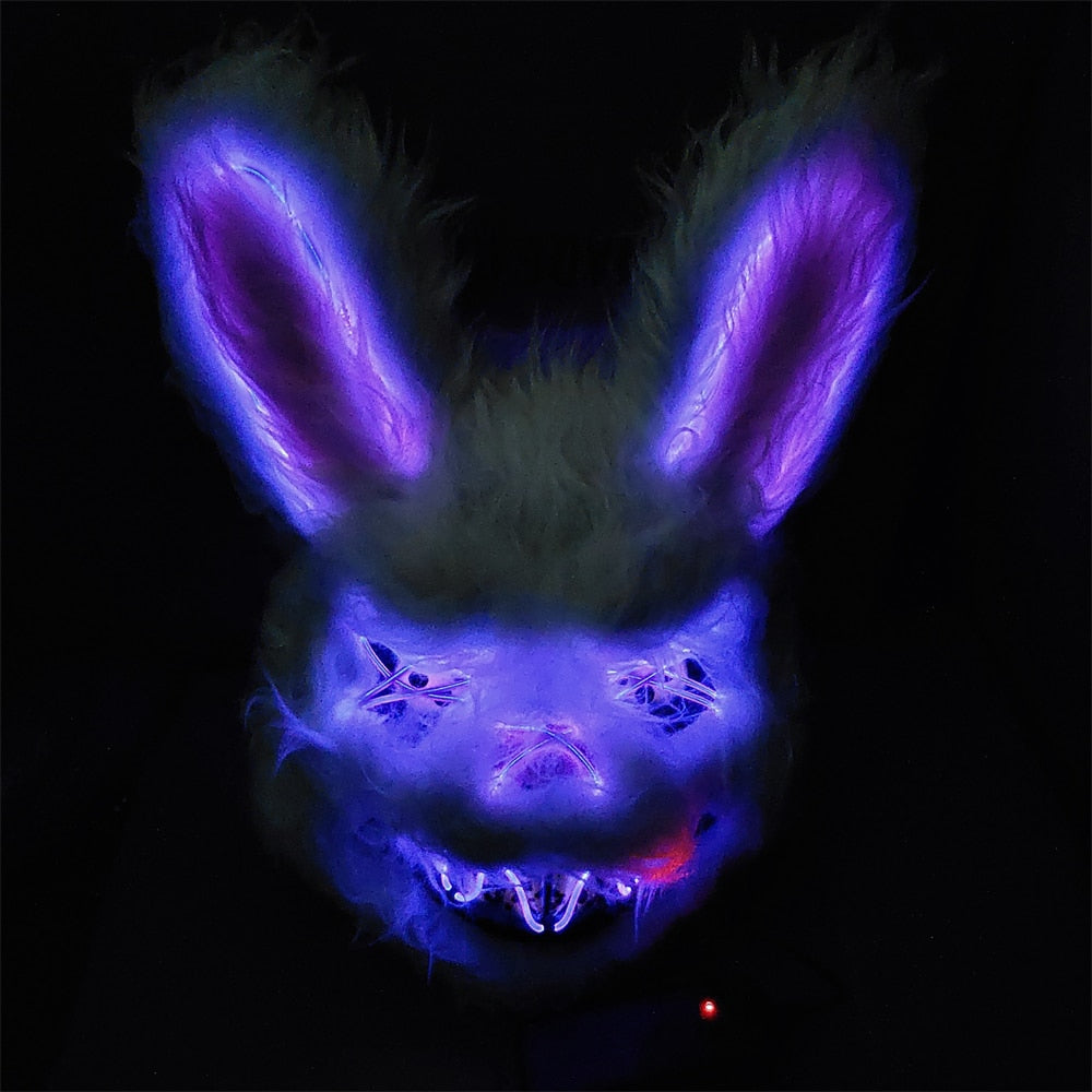 Hot Carnival EL Wire Bunny Mask Masquerade LED Rabbit Mask Glowing Halloween Party Mask For Birthday Wedding Party Cosplay Props