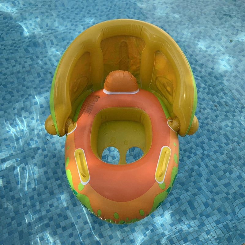 Safe Baby Inflatable Ring Baby Float Children Swimming Circle Pool Accessories Inflatable Wheels With Adjustable Sunshade Seat