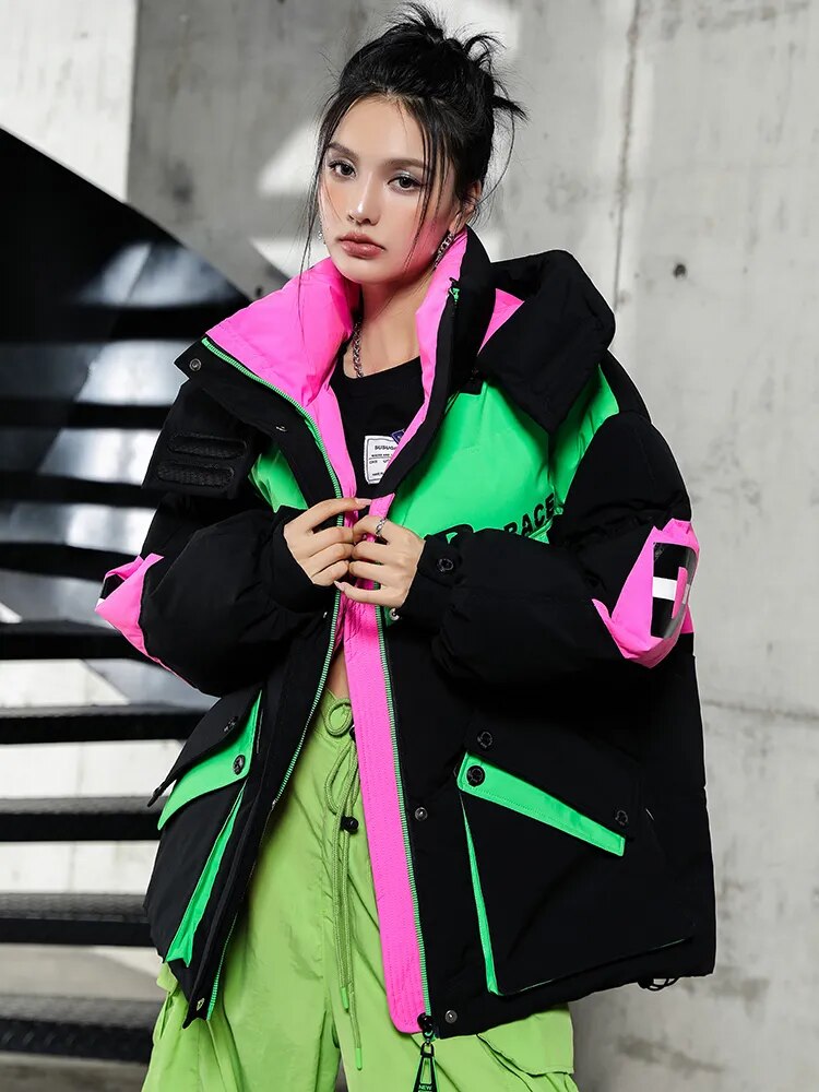 Warmth Winter Down Coat Jackets Women Hooded Parka Winter Clothing Snow Coat Casual Thick Short Puffer Jacket Bright Streetwear