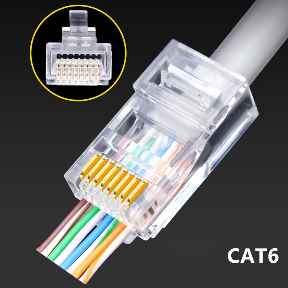 50PCS CAT6 rj45 Connector Plugs Network Cable Modular Pass Through CAT6 CAT7 CAT6a CAT5e Modular Cable Crystal Plugs 8P8C