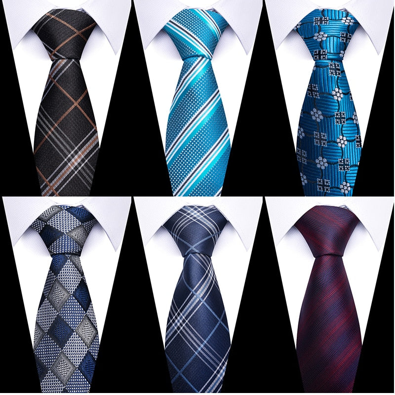 8 cm Tie Men Gravatas Classic Many Color Newest design Silk Necktie Shirt Accessories Striped Sky Blue Man&#39;s Office