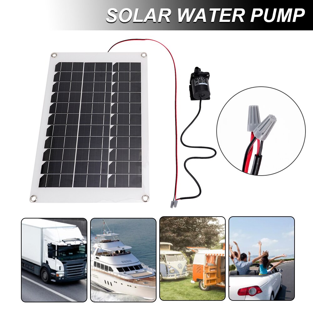 50W Solar Panel Brushless Solar Power Water Pump Set Ultra-quiet Submersible Water Sprinkler Pool Pond Garden Fountain Decor