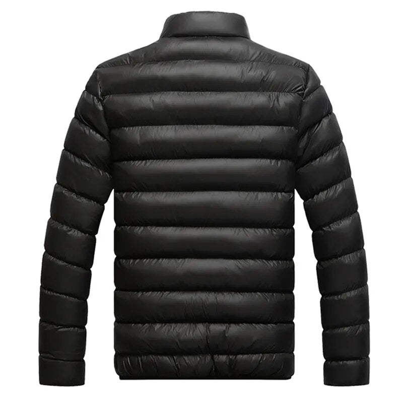 M-5XL New Men's Winter Thick Jacket Stand Neck Zipper for Warmth and Contrast Color Short Jacket Slim Fitting and Versatile Jac
