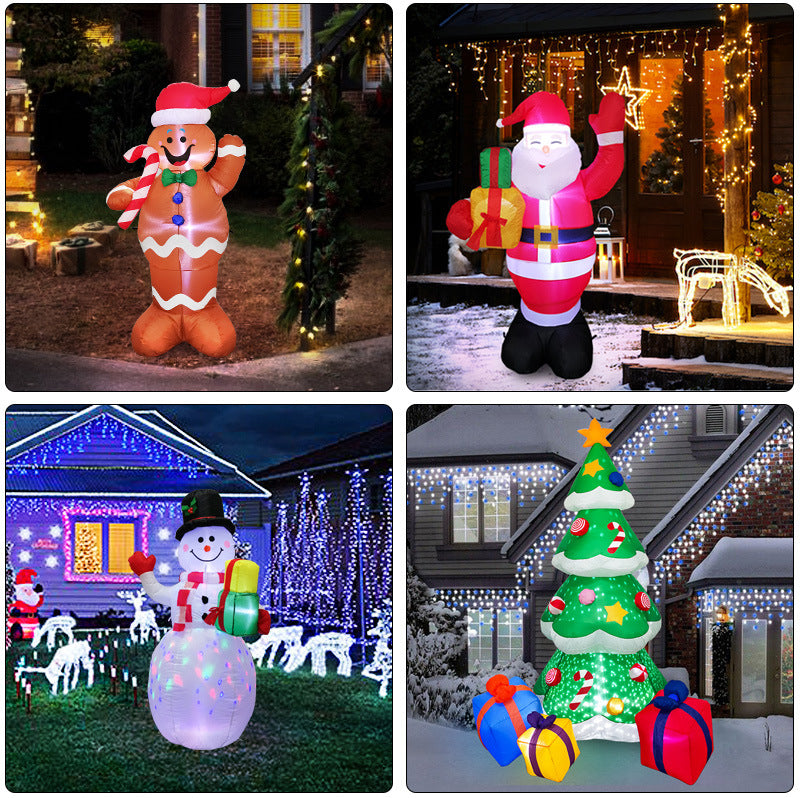 Christmas LED Lights Glowing Santa Tree Snowman Inflatable Doll Outdoor