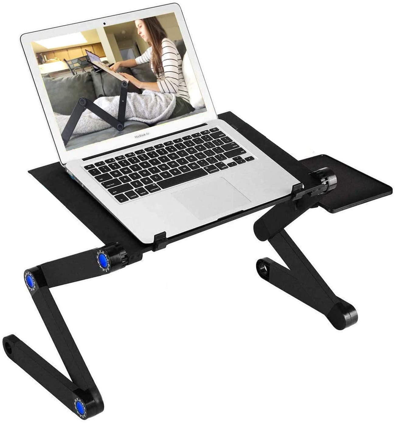 Adjustable Laptop Stand, RAINBEAN Laptop Desk with 2 CPU Cooling USB Fans for Bed Aluminum