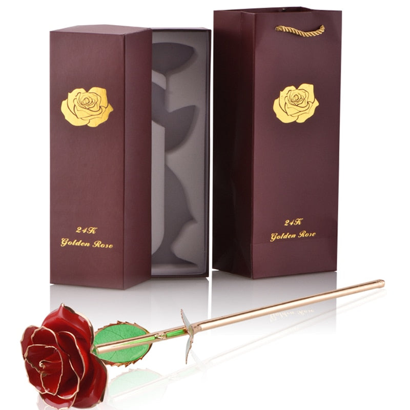 Gifts for Women 24k Gold Dipped Rose with Stand Eternal Flowers Forever Love In Box Girlfriend Wedding Valentine Gift for Her