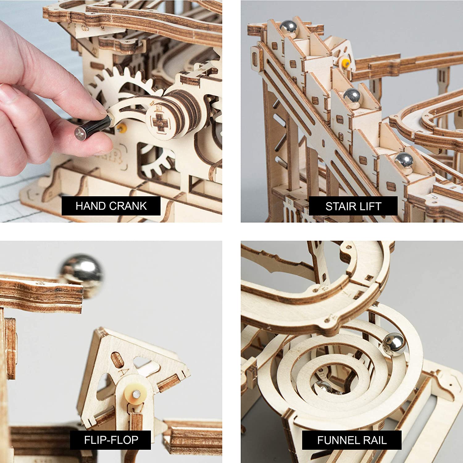 Robotime Rokr 4 Kinds Marble Run DIY Waterwheel Wooden Model Building Block Kits Assembly Toy Gift for Children Adult Dropship