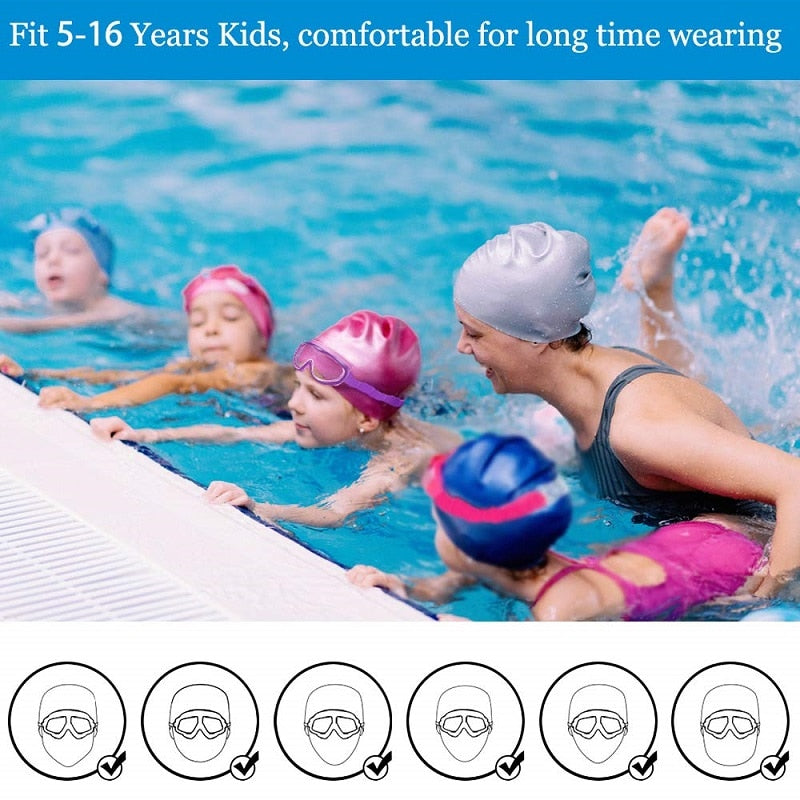 MAXJULI Swim Goggles for Kids Anti-Fog UV Protection Clear Wide Vision Swim Glasses With Earplug for 4-15 Years children SY5031