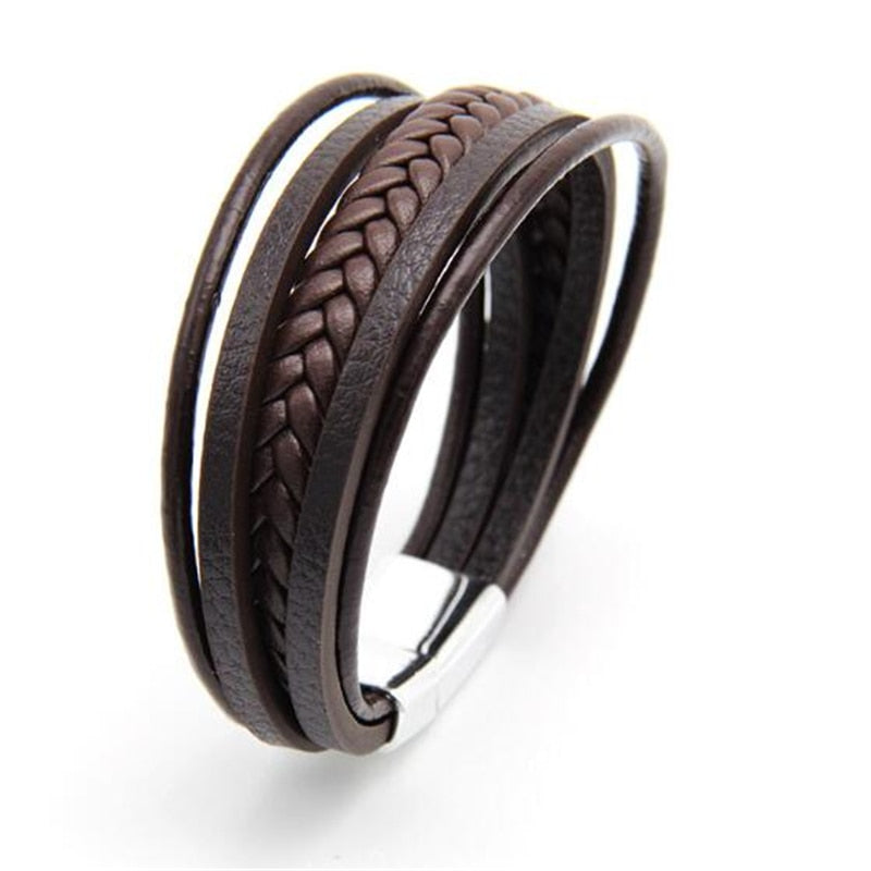 ZOSHI Trendy Genuine Leather Bracelets Mens Multilayer Braided Rope Bracelets Male Female Bracelets Retro Jewelry