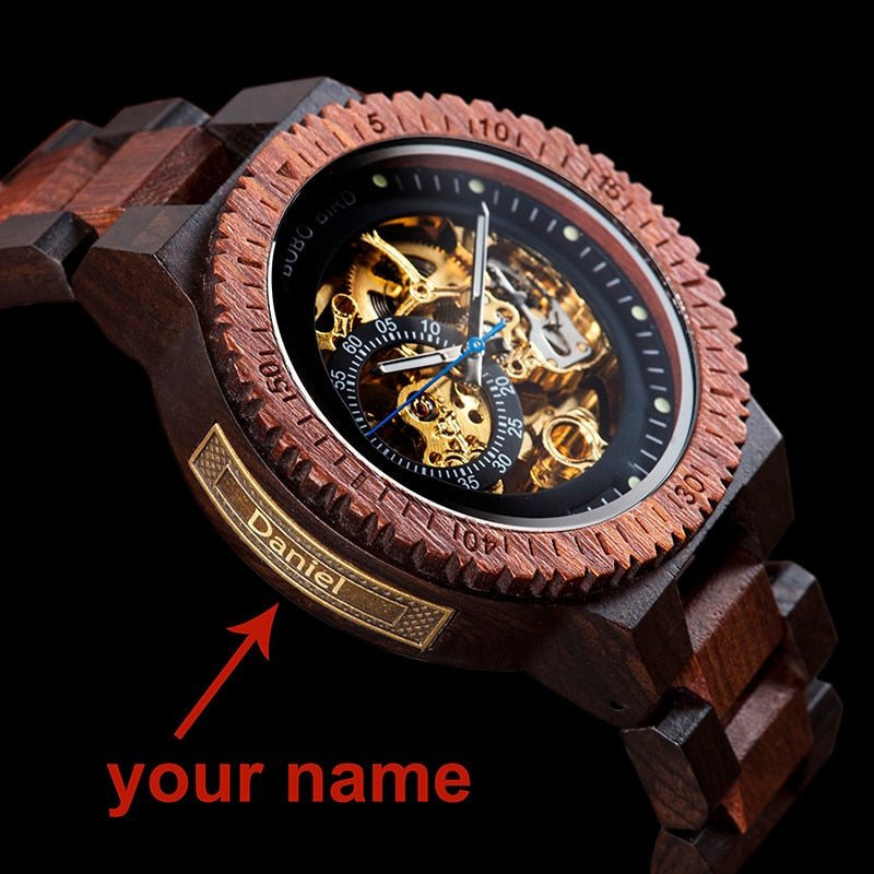 Personalized Watch Men BOBO BIRD Wood Automatic Watches Relogio Masculino Custom Anniversary Gifts for Him Free Engraving
