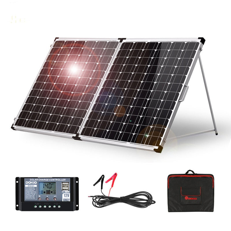 Dokio 100W 160W 200W Foldable Solar Panel China 10A/20A 12V Controller Folding Solar Panel Cell/System Charger Solar Panel