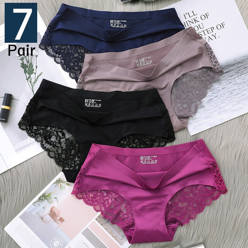 7Pcs Women&#39;s Pants exy Panties 2022 Women&#39;s Iace lingerie Solid Color Seamless briefs Mid-Rise Briefs Woman cotton underwear