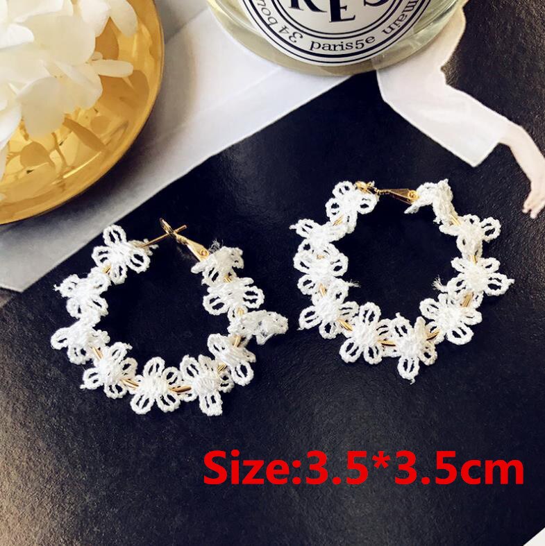 Fashion Fabric Flower Drop Earrings For Women Statement Colorful Petal Circle Big Fancy Earring Jewelry